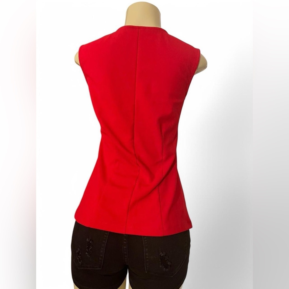 Ann Taylor Red Sleeveless Peplum Blouse - Picture 3 of 4